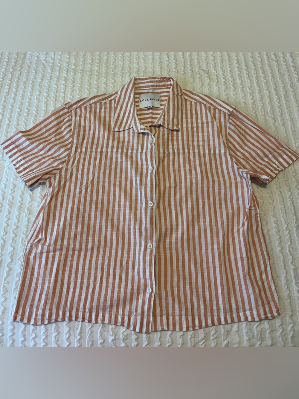 Lola River Orange & White Striped Button-Down Shirt